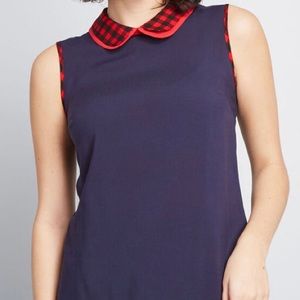 ModCloth navy and plaid sleeveless top